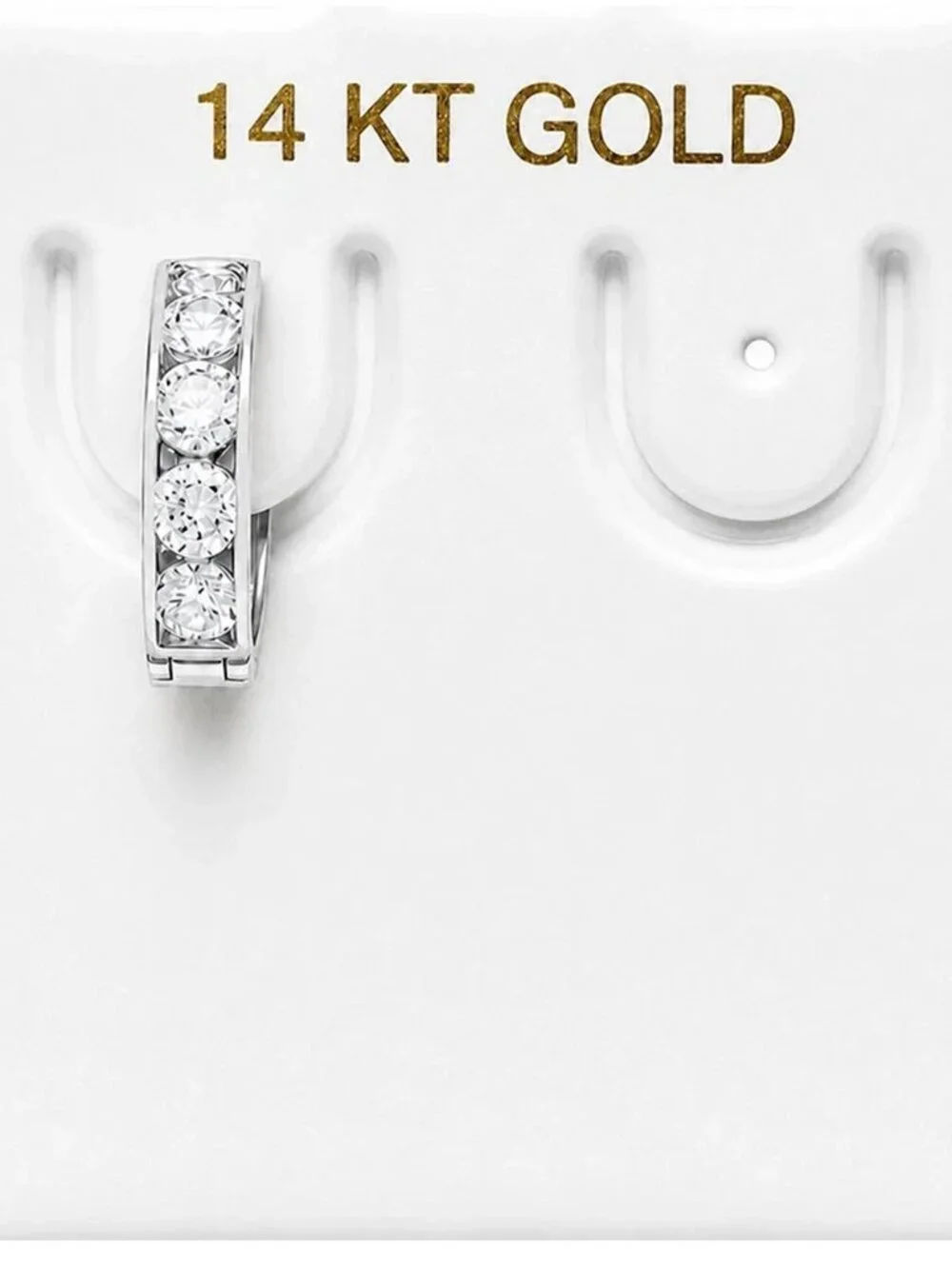 Created White Sapphires Single Huggie Earring 14k White Gold